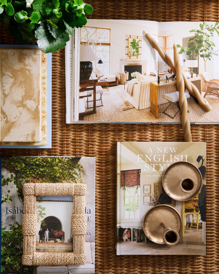 Abaca Rope Photo Frame styled with books - Dear Keaton