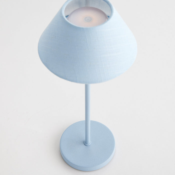 Alix Light Blue Linen LED Rechargeable Lamp top view