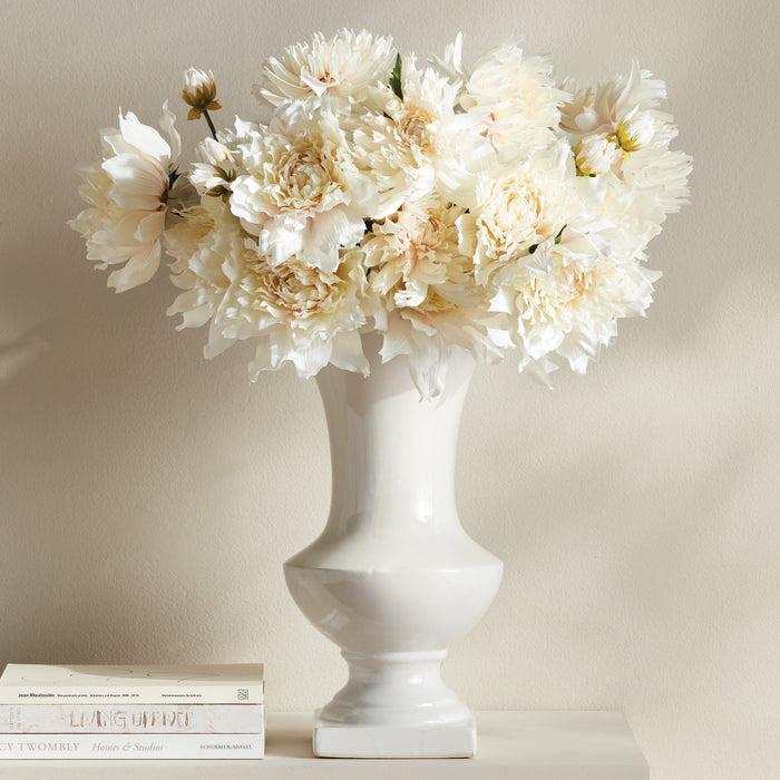 Antoinette Footed Vase with faux dahlias