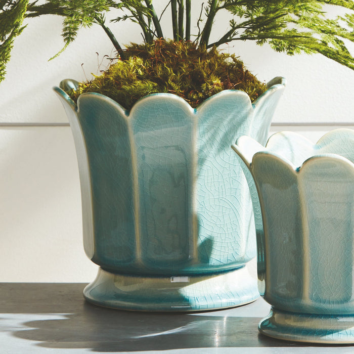 Ascot Aqua Blue Planter Pots - small and large sizes