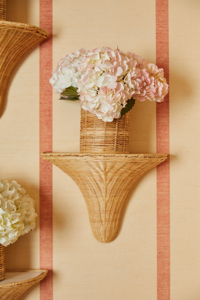 Baytree Natural Wicker Wall Bracket on striped wall