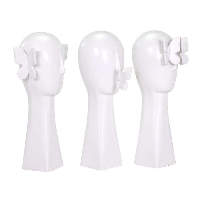 Bejop White Butterfly Face Sculpture