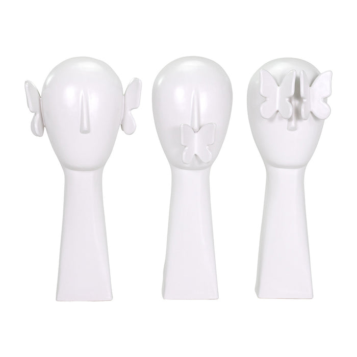 Bejop White Butterfly Face Sculpture