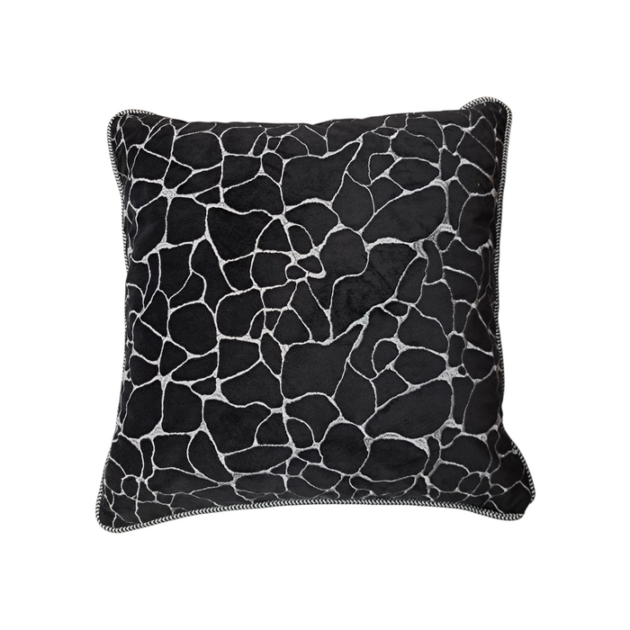 Black & Silver Velvet Pillow Cover - 22"