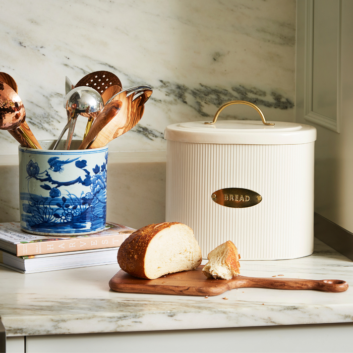 Blue Bird and Flower Planter Styled in marble kitchen - Dear Keaton