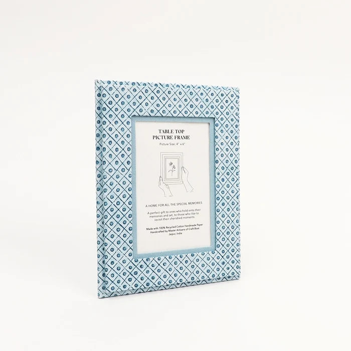 Blue Dot 4x6 Block Print Photo Frame