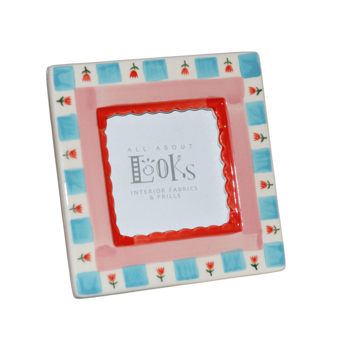 Blue & Pink Striped Photo Frame