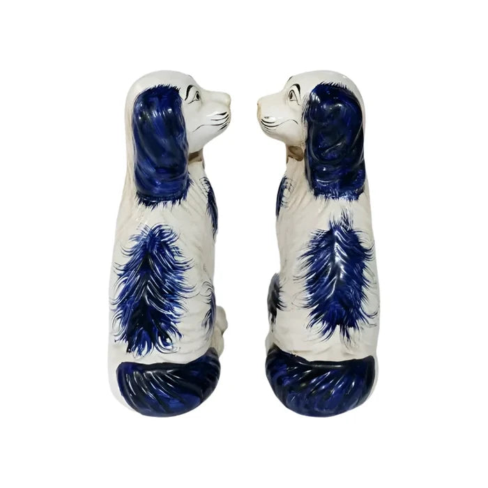Blue Staffordshire Dogs facing each other