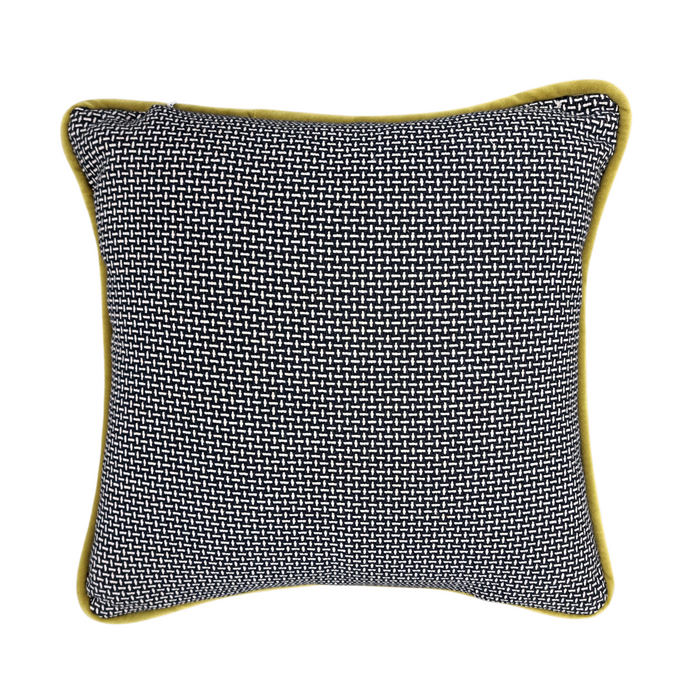 Blue & White Floral Pillow w/ Citron Cording - 20”