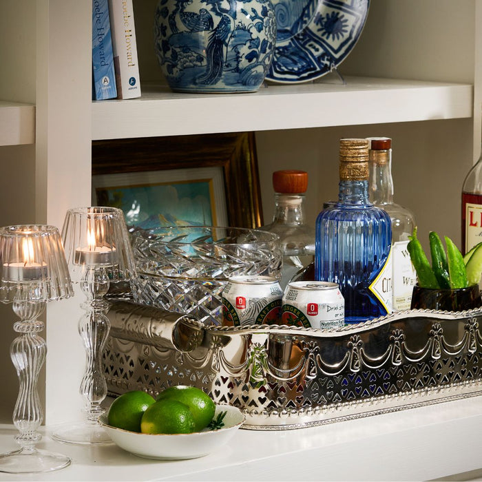 Boheme Cleat Glass Tealight styled with Devon Bar Tray