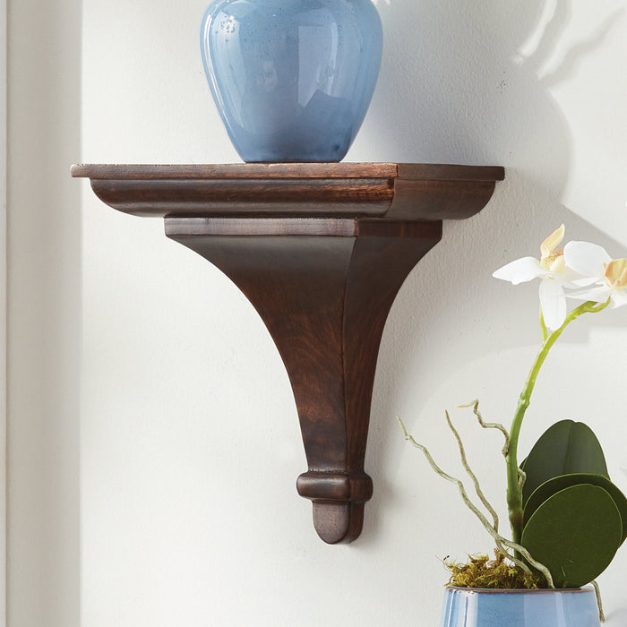 Breton Stained Wood Wall Bracket - with blue vase