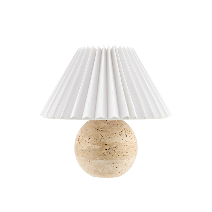 Bromley Travertine Mini Lamp with pleated shade
