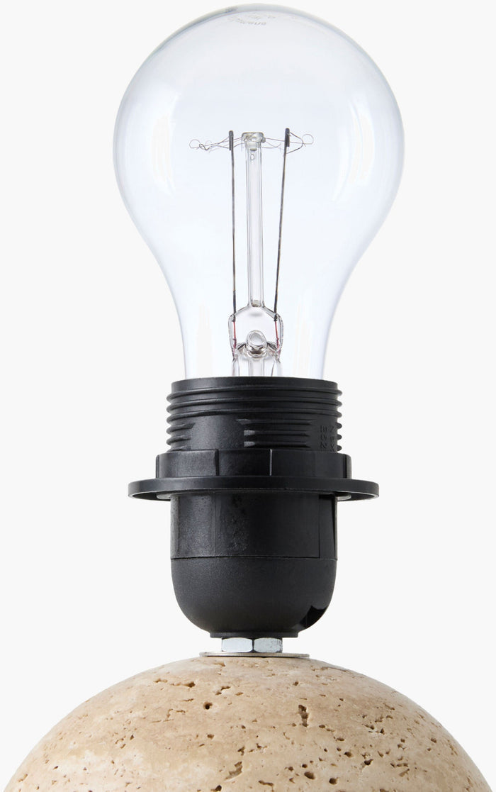 Bromley Travertine Mini Lamp shade closeup bulb detail