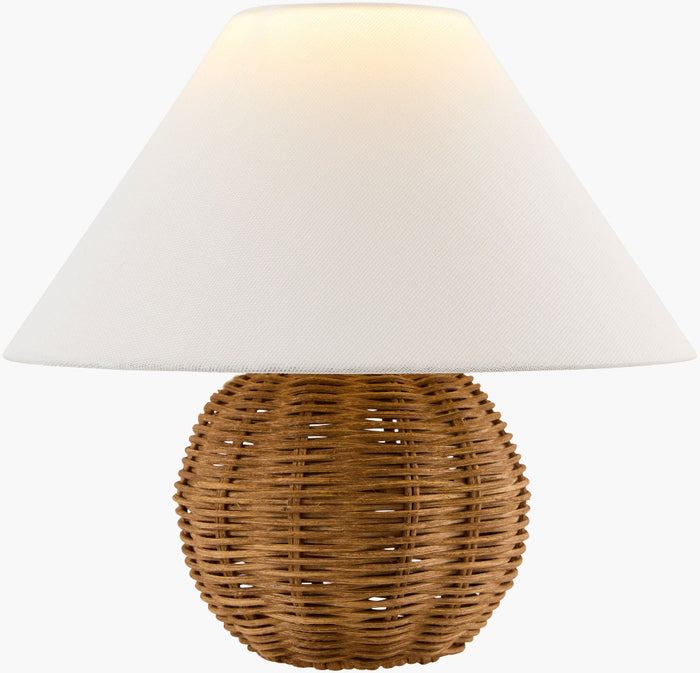 Bromley Wicker Mini Lamp illuminated