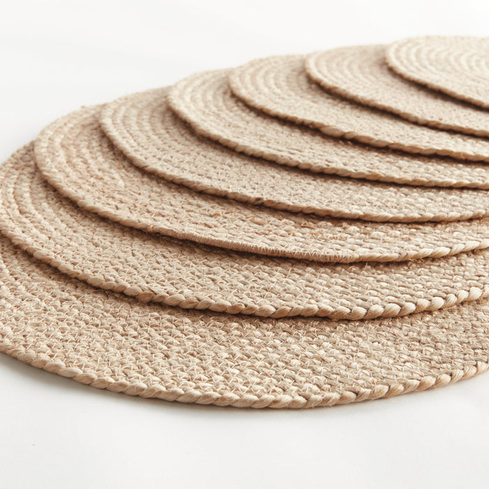 Caribe Jute Coil Natural Border Round Placemats