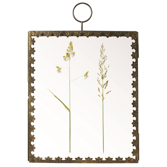 Carlyle Hanging Brass Frame with pressed flowers