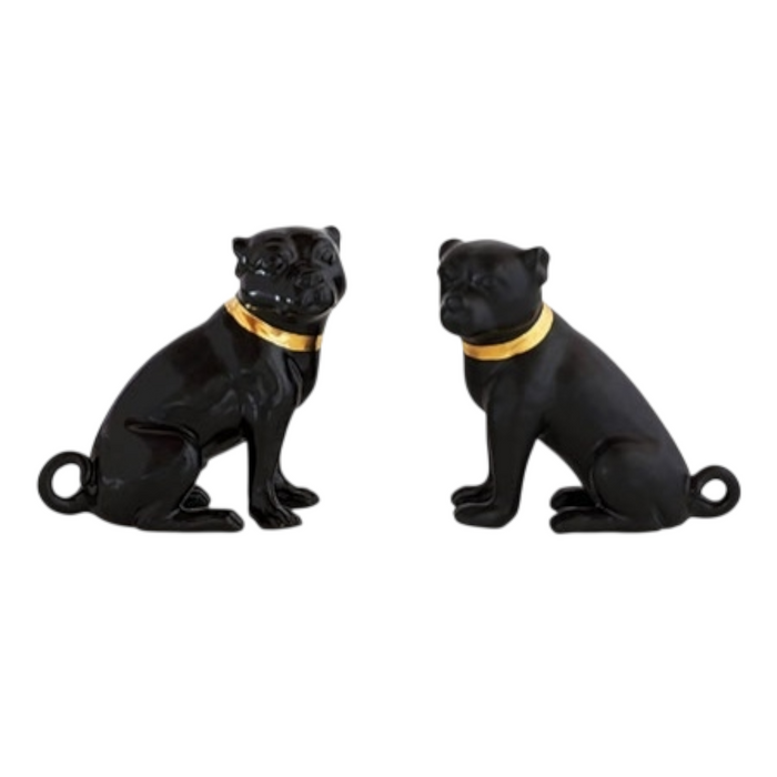 Cecil Black Porcelain Pugs