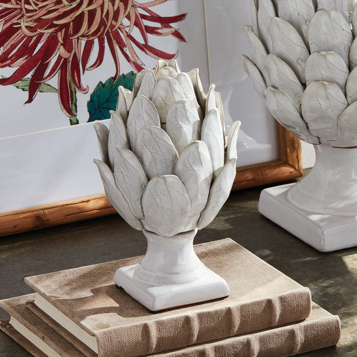 Small Ceramic Artichoke Finial styled on books