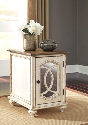 Chair Side End Table Realyn White/Brown