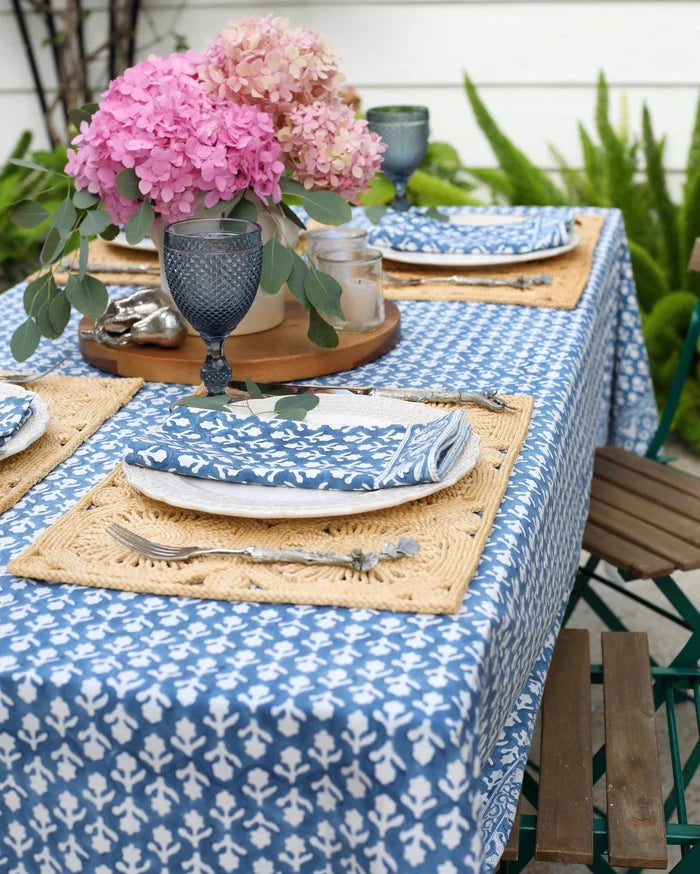 Charlotte Indigo Napkins styled on table