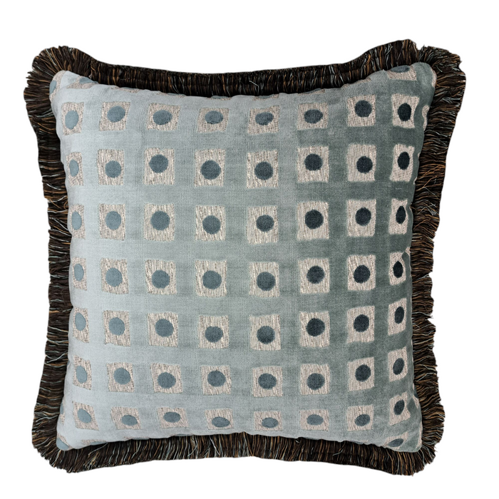 Crane Pillow with Brown Fringe - 22”