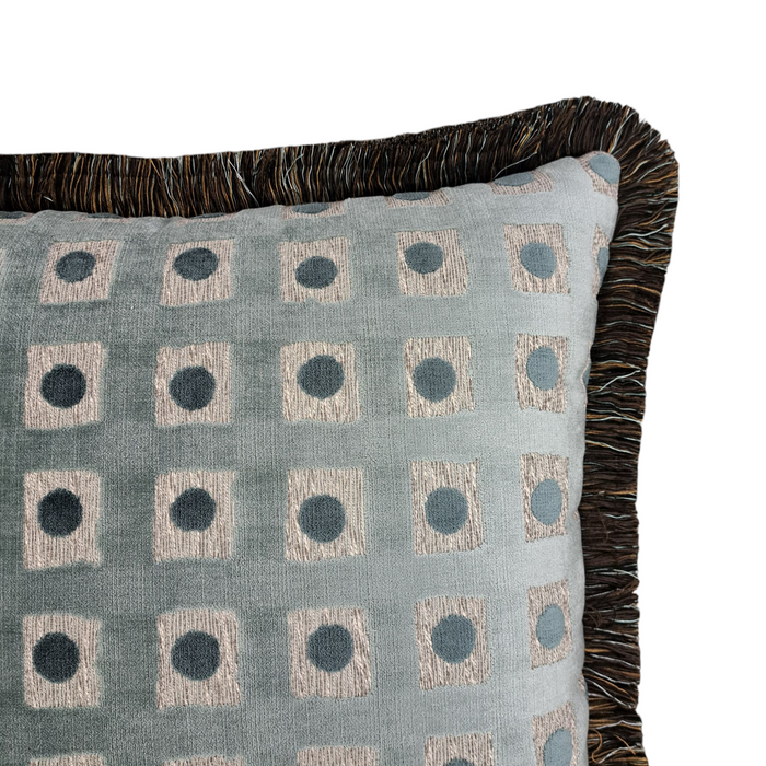 Crane Pillow with Brown Fringe - 22”