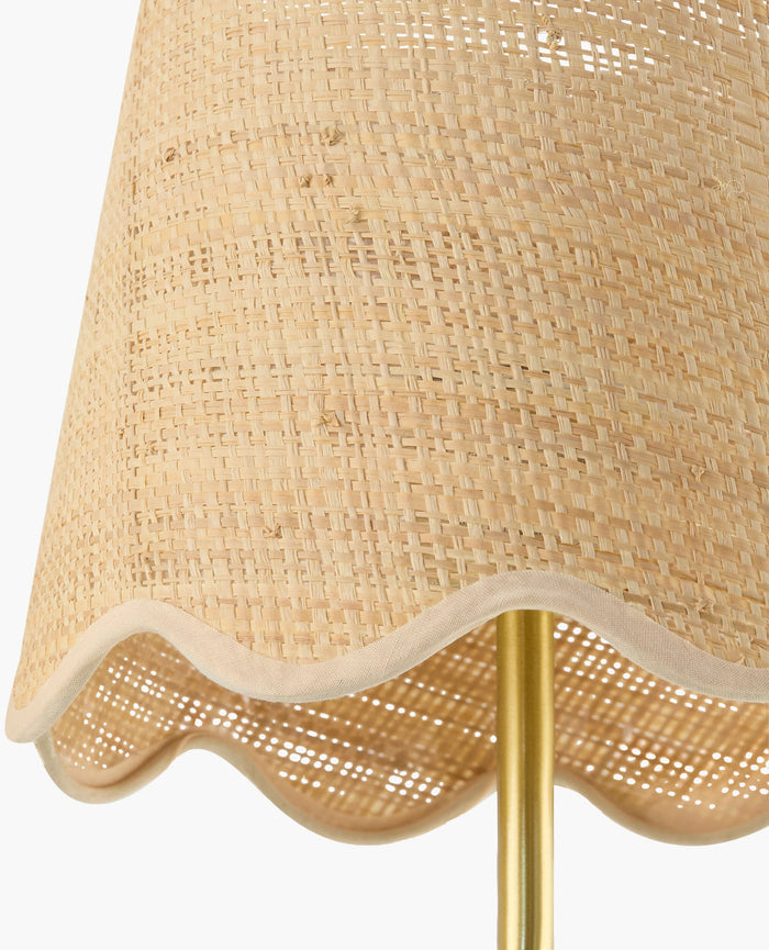 Elsie Woven Rattan Wall Sconce - scalloped edge shade