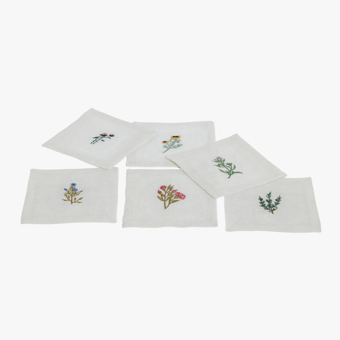 Floral Linen Cocktail Napkin Set