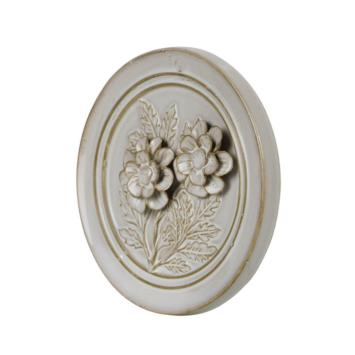 Round Flower Ceramic Wall Art side view