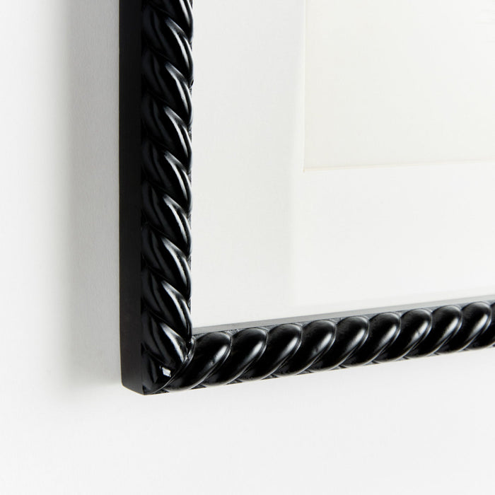 Framed Wading Duck Print black rope frame closeup