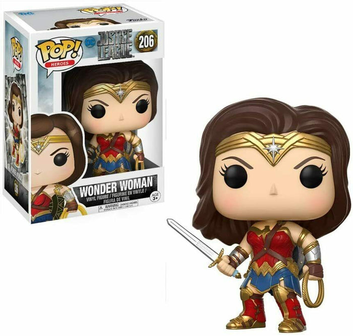 Funko POP! Heroes: DC Justice League WONDER WOMEN Figure #206 DAMAGE BOX