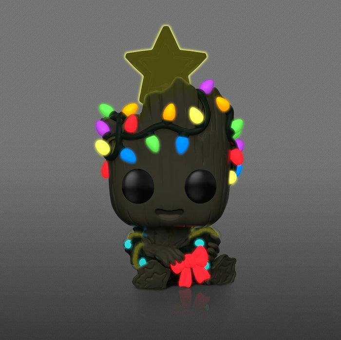 Funko POP! Marvel Holiday Groot Lights Glow in The Dark Exclusive w/ Protector