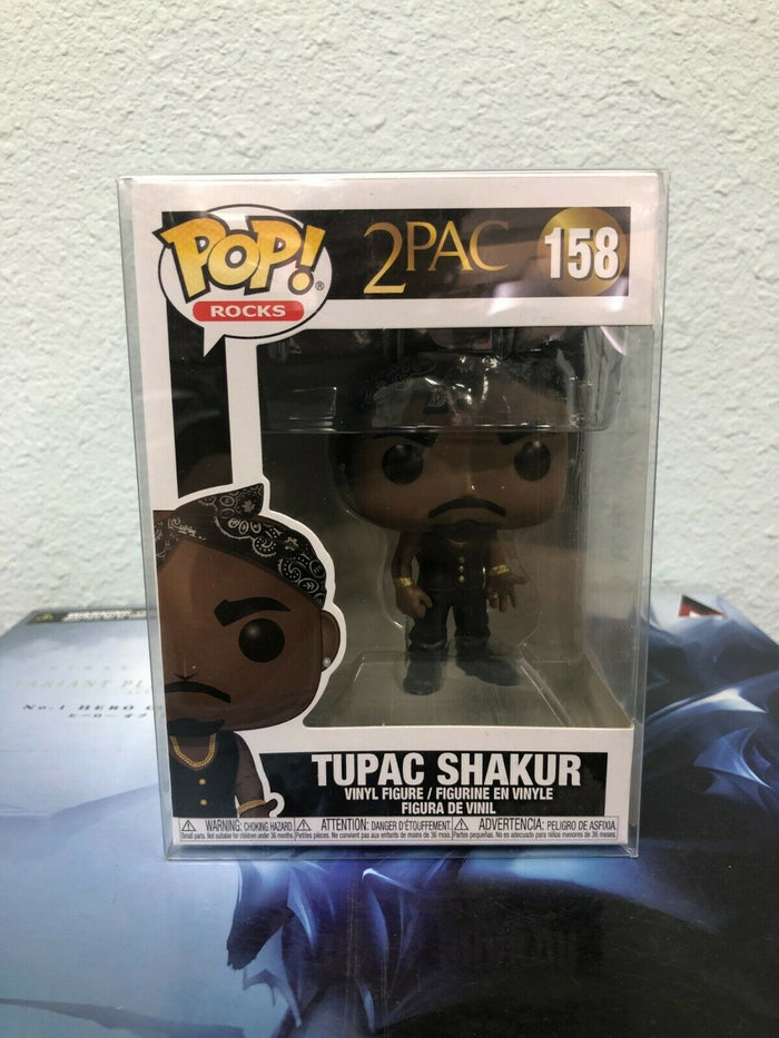 Funko POP! Rocks TUPAC SHAKUR in Vest with Bandana Figure #158 w/ Protector