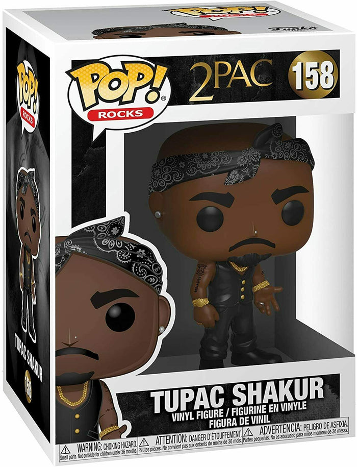 Funko POP! Rocks TUPAC SHAKUR in Vest with Bandana Figure #158 w/ Protector