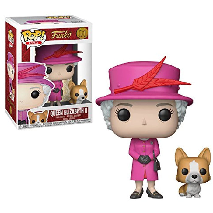 Funko POP! Royals QUEEN ELIZABETH II Pink Dress Figure #01 w/ Protector