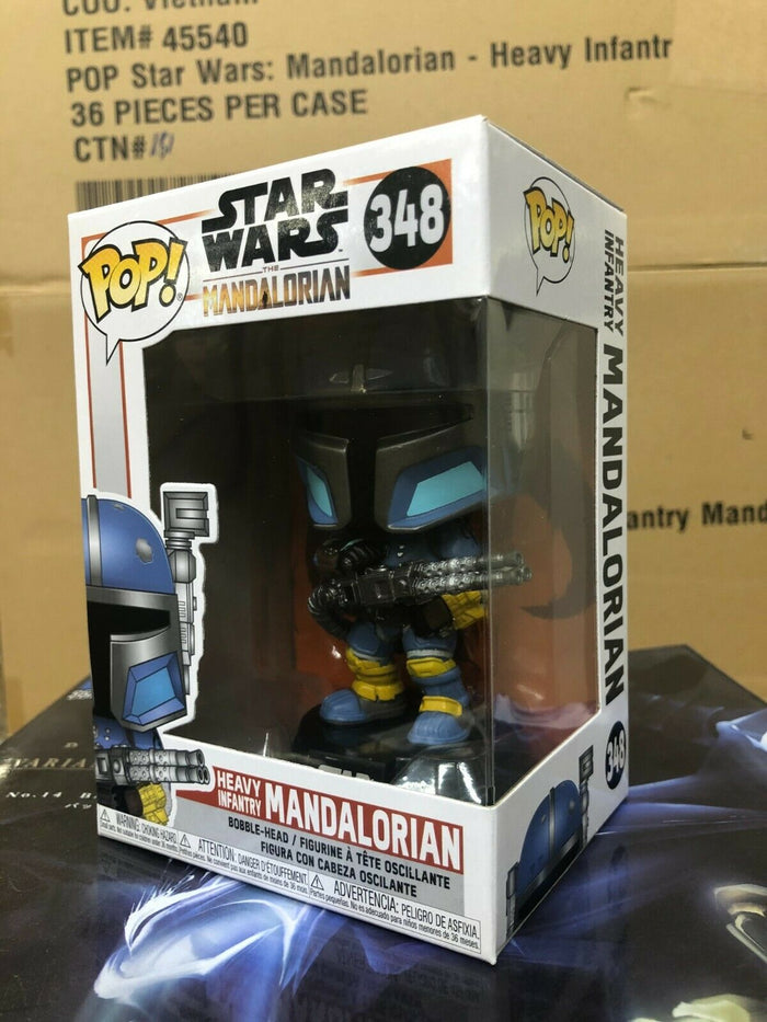 Funko POP! Star Wars HEAVY INFANTRY MANDALORIAN Figure #348 w/ Protector
