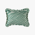 Green Marbleized Chevron Lumbar Pillow Cover with ruffle edge
