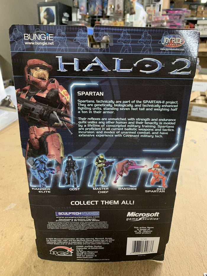 Halo 2 Series 4 RED SPARTAN BLUE TRIM FIGURE SNIPER RIFLE NEEDLER ASSAULT BOMB