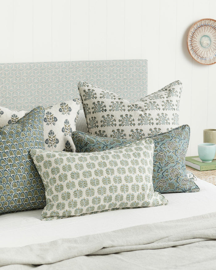 Walter G Slate and Moss Block Prints on Bed