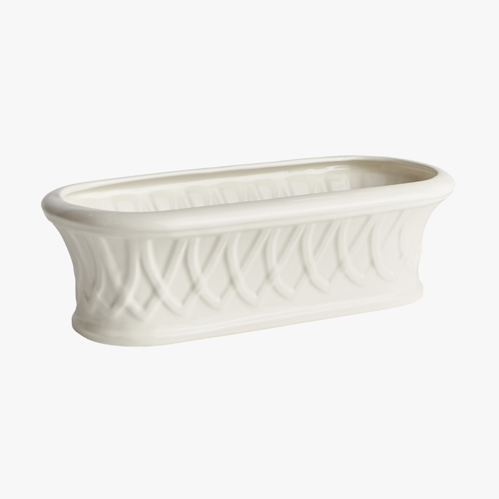 Hingham White Ceramic Oblong Cachepot