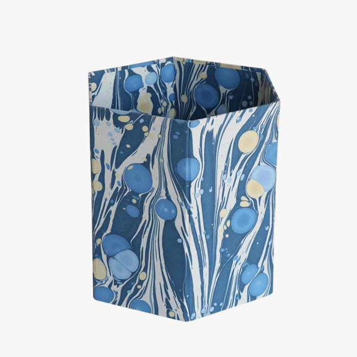 Indigo Pebble Marbleized Wastebasket