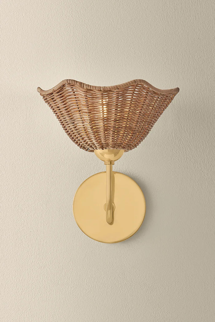 Kehlani Scalloped Edge Rattan Wall Sconce