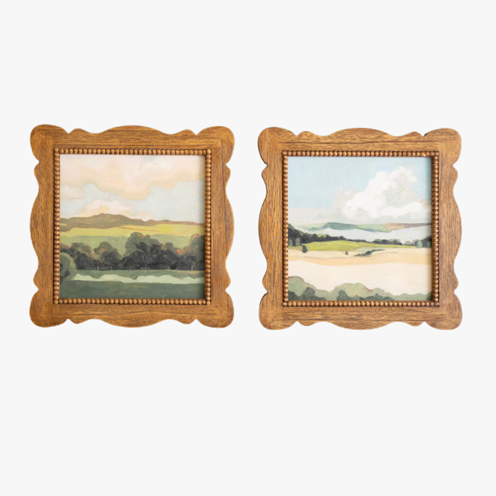 Landscape Art Prints - scalloped wood frames