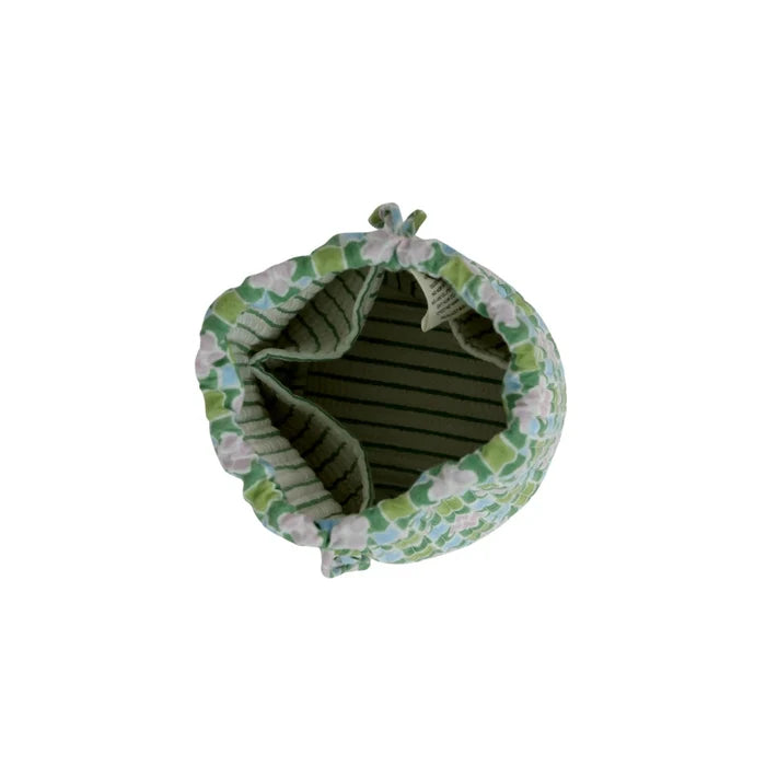 Lilac and Spring Green Drawstring Jewelry Pouch striped interior