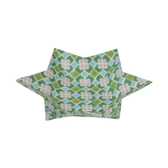 Lilac and Spring Green Star Trinket dish side view