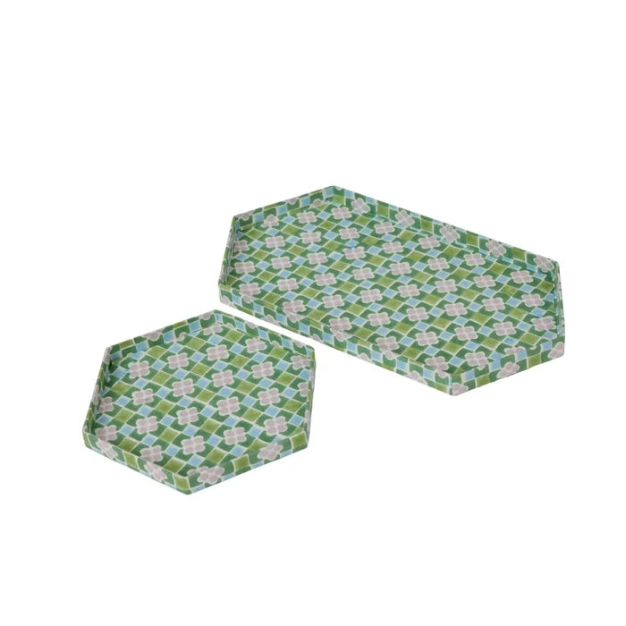 Lilac and Spring Green Hexagon Vanity Tray Set