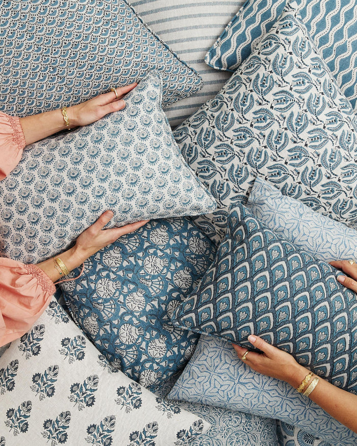 Walter G Mineral Block Print Pillow Covers in pile