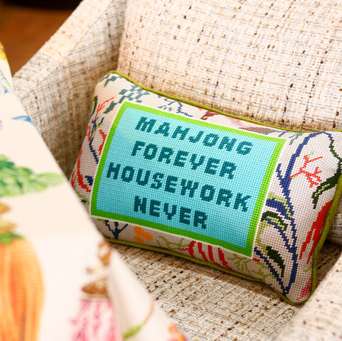 Mahjong Needlepoint Pillow - 9" x 15"
