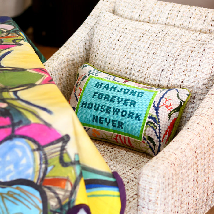 Mahjong Needlepoint Pillow - 9" x 15"