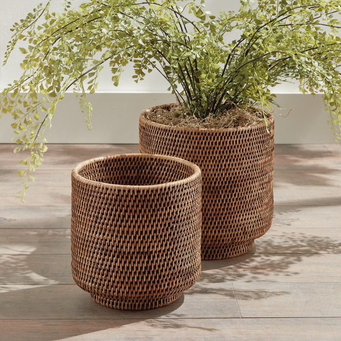 Mandalay Cachepot Large Basket Set with faux fern